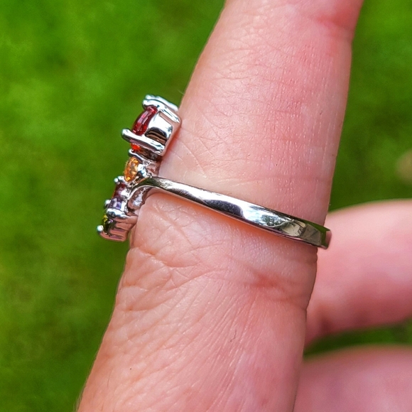 Dazzling Gemstone Butterfly Silver Ring Size 6.5 - Picture 5 of 11